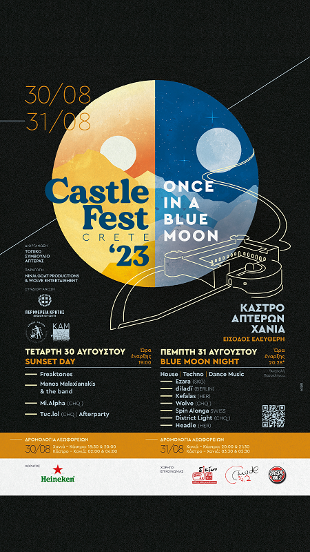 CastleFest Crete “Once in a Blue Moon”, Φρούριο Κουλέ – Άπτερα Χανίων, 30.08 & 31.08